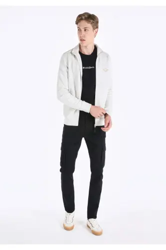 Slim Fit Fermuarlı Ekru Erkaklar Ko'ylagi - 3