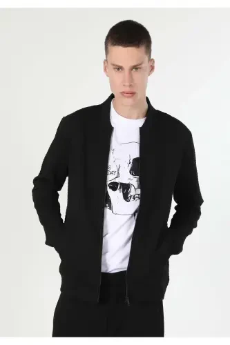 Slim Fit fermuarlı qora erkaklar ko'ylagi - 3