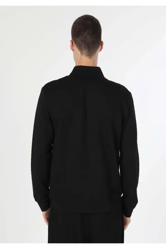 Slim Fit fermuarlı qora erkaklar ko'ylagi - 2