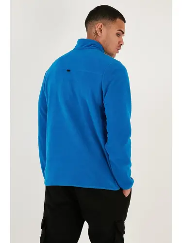 Slim Fit Fermuarlı Tik Yaka Qishki Shardonli Polar 5906001-Mavi - 6