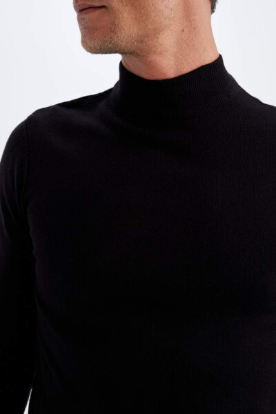 Slim Fit Fisherman Neck Sweater Black - 6