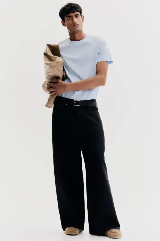 Slim Fit Футболка-Светло-синий - 2