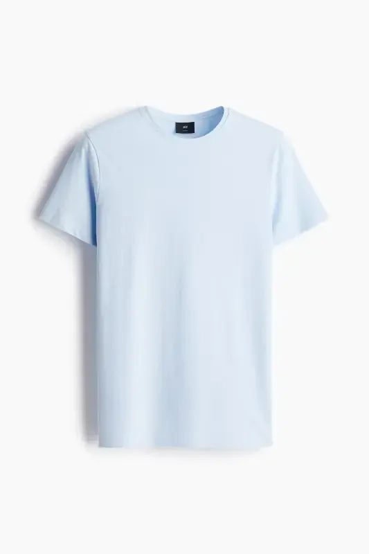 Slim Fit Футболка-Светло-синий - 5