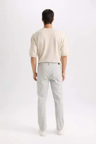 Slim Fit Gabardine Chino Canvas Pants Light Gray - 3