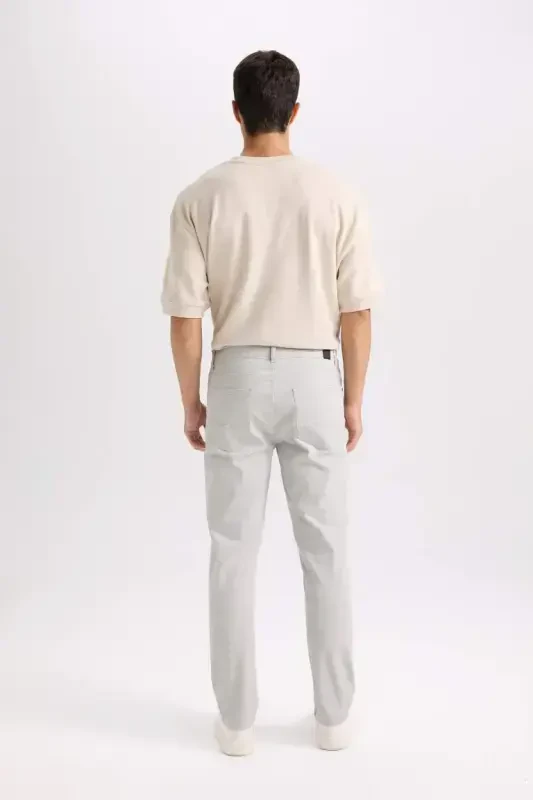 Slim Fit Gabardine Chino Canvas Pants Light Gray - 3