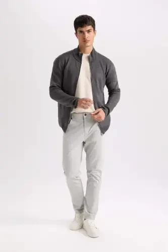 Slim Fit Gabardine Chino Canvas Pants Light Gray - 4