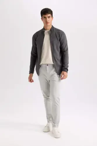 Slim Fit Gabardine Chino Canvas Pants Light Gray - 5