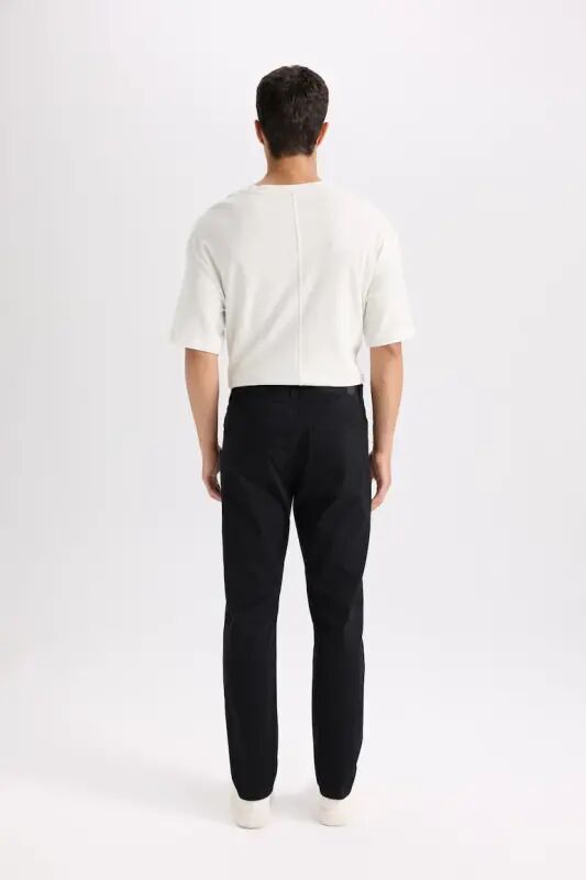 Slim Fit Gabardine Chino Canvas Trousers Black - 3