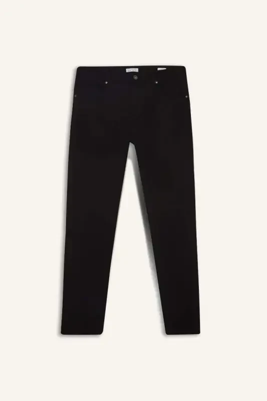 Slim Fit Gabardine Chino Canvas Trousers Black - 8