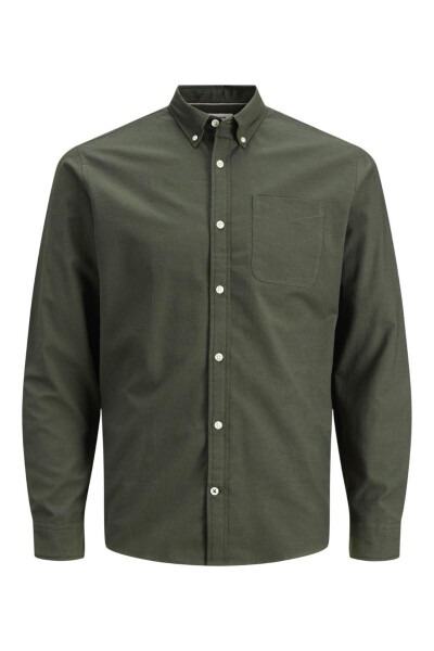 Jjeoxford Shırt L/s S21 Noos Erkek Gömlek Haki - Forest Night 