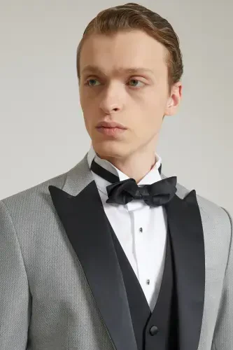 Slim Fit Gray Armored Groom & Tuxedo Vest Suit - D'S DAMAT (1)