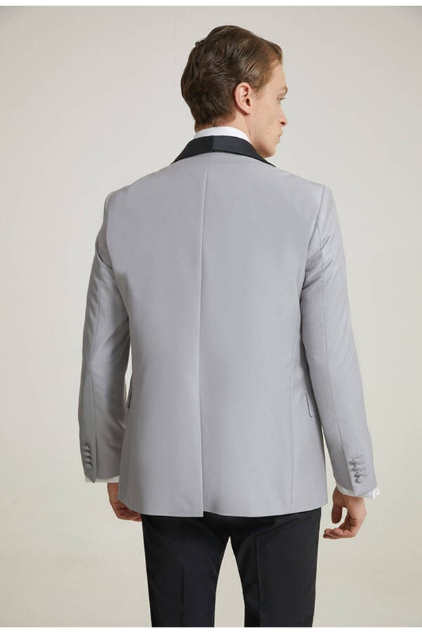 Slim Fit Gray Armored Wedding Suit & Tuxedo Vest - 20