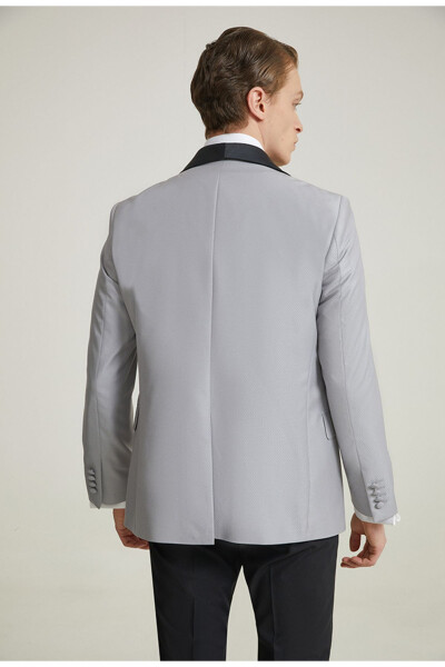 Slim Fit Gray Armored Wedding Suit & Tuxedo Vest - 15