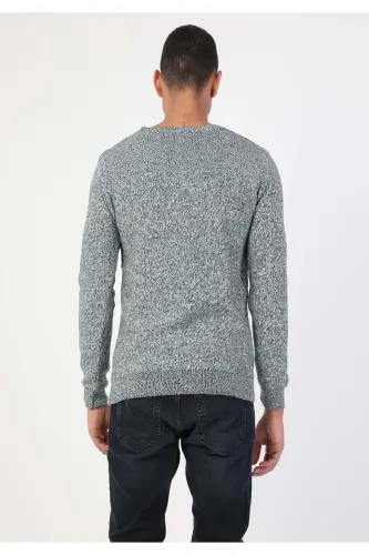 Slim Fit Green Crewneck Men's Sweater - COLIN'S (1)