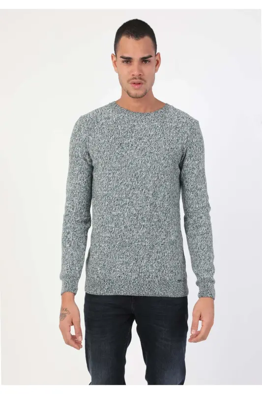 Slim Fit Green Crewneck Men's Sweater - 4