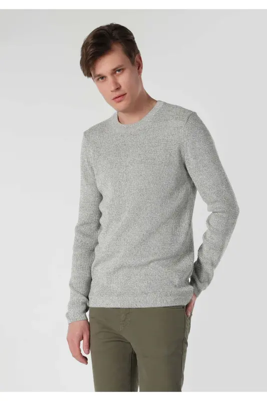 Slim Fit Green Men's Knit Sweater - 1