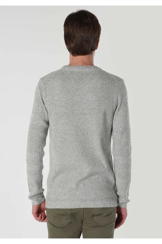 Slim Fit Green Men's Knit Sweater - 2