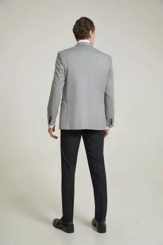 Ds Damat Slim Fit Gri Armürlü Damatlık & Smokin Yelekli Takim Elbise - 5