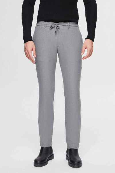 Slim Fit Gri Armürlü Jogger Pantolon - 25