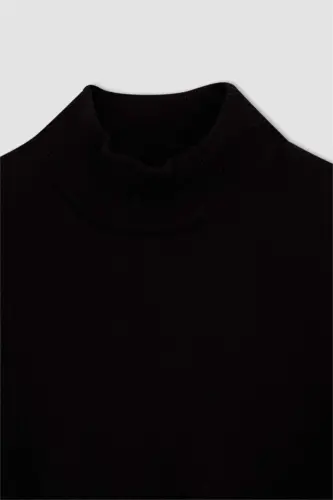 Slim Fit Half Fisherman Neck Knit Sweater Black - 7