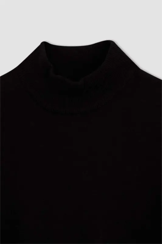 Slim Fit Half Fisherman Neck Knit Sweater Black - 7