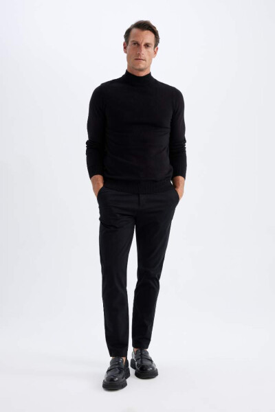 Slim Fit Half Fisherman Neck Knit Sweater Black - 2