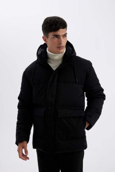 Slim Fit Hooded Down Jacket - 1