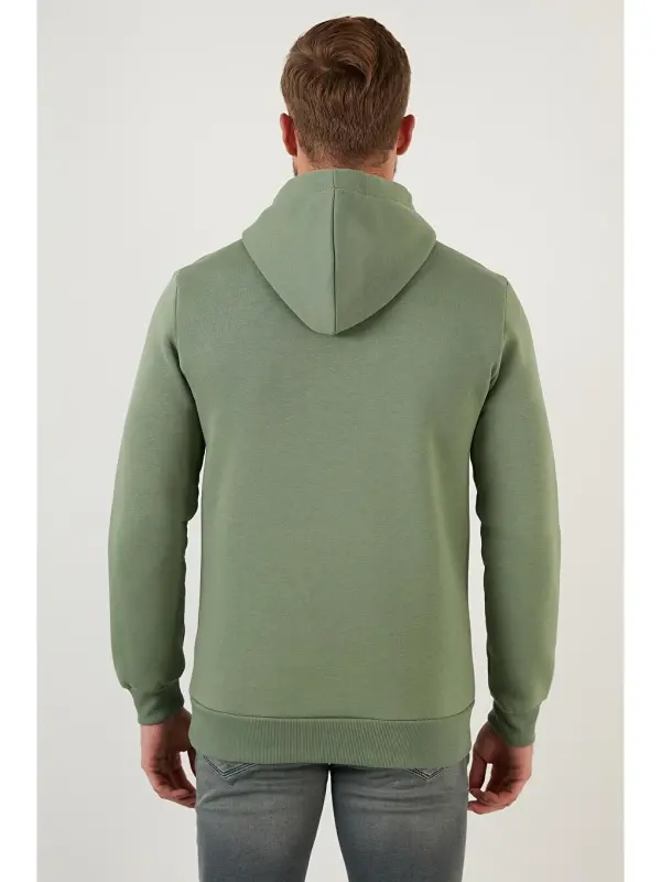 Slim Fit Hooded Kangaroo Pocket Furry Soft Fleece Men's Hoodie 5905281-Turquoise - 6