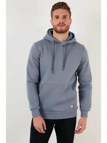 Slim Fit Hooded Kangaroo Pocket Plush Furry Soft Fleece Men's Hoodie Men's Hoodie 5905281-Gray - 6