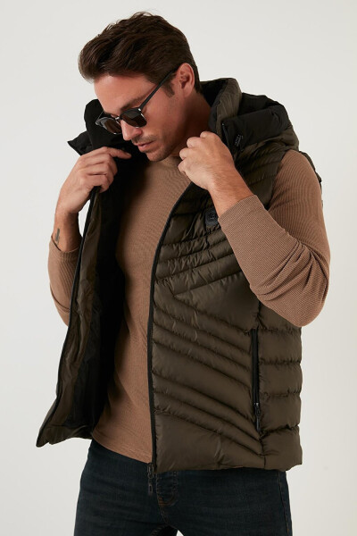 Slim Fit Hooded Stand Collar Pocket Puffer Vest 6274910 - 16