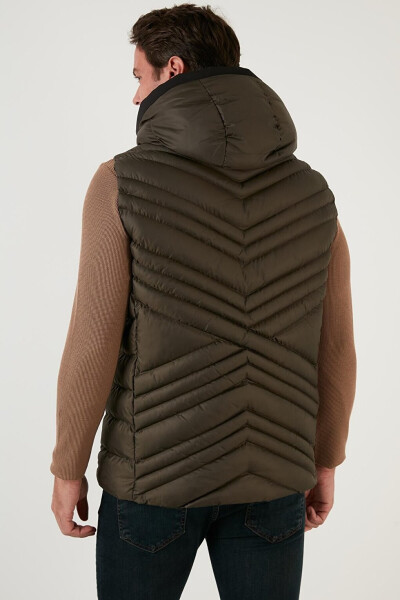 Slim Fit Hooded Stand Collar Pocket Puffer Vest 6274910 - 20