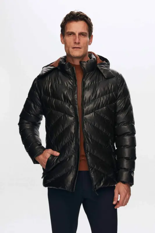 Slim Fit Jigarrang Shamol o'tkazmaydigan Suv o'tkazmaydigan Qishki Palto-Jigarrang - 2