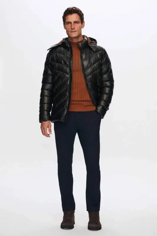 Slim Fit Jigarrang Shamol o'tkazmaydigan Suv o'tkazmaydigan Qishki Palto-Jigarrang - 8