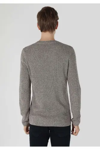 Slim Fit Kahverengi Erkek Triko Kazak Cl1061674 - 2