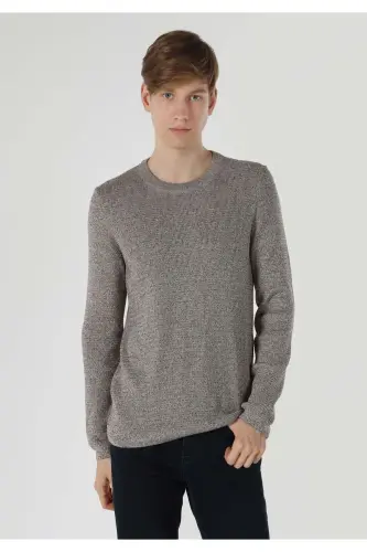 Slim Fit Kahverengi Erkek Triko Kazak Cl1061674 - 3