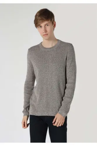 Slim Fit Kahverengi Erkek Triko Kazak Cl1061674 - 4