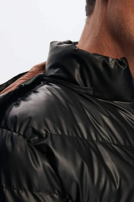 Slim Fit Kahverengi Rüzgar Geçirmez Su Itici Kışlık Mont-Kahverengi - 7