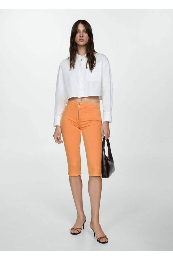 Slim Fit Kapri Fermuarlı Jean - 2