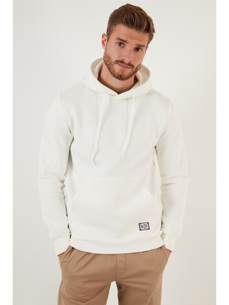 Slim Fit Kapushonli Kanguru Cho'ntakli Ichi Junli Yumshoq Shardonli Erkak Hoodie 5905281 - 10
