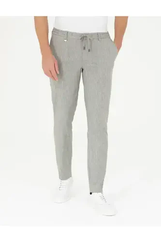 Açık Yeşil Ex. Slim Fit Keten Karışımlı Kumaş Pantolon 50284934-VR092-Açık Yeşil - PIERRE CARDIN (1)