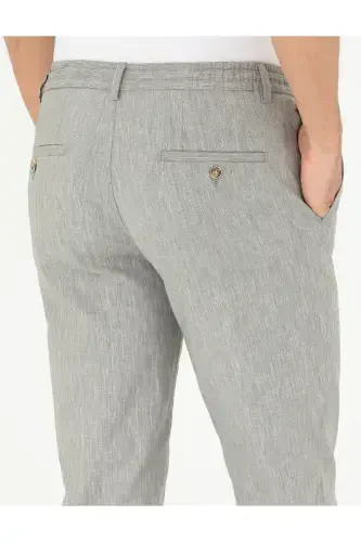 Açık Yeşil Ex. Slim Fit Keten Karışımlı Kumaş Pantolon 50284934-VR092-Açık Yeşil - 7