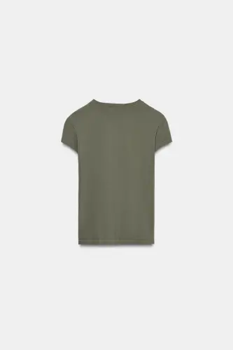 SLIM FIT KISA KOLLU T-SHIRT-Haki - 7