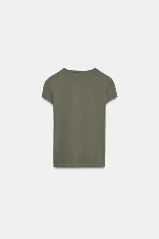 SLIM FIT KISA KOLLU T-SHIRT-Haki - 7