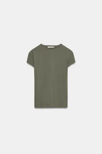 SLIM FIT KISA KOLLU T-SHIRT-Haki - 6