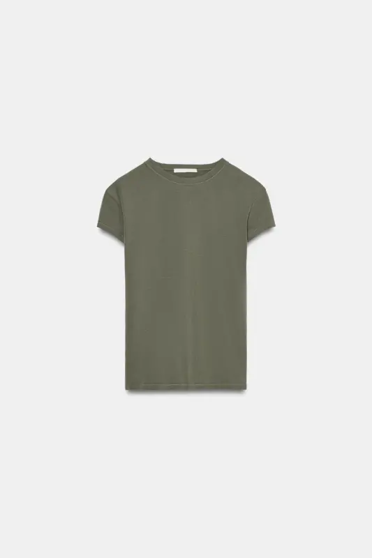 SLIM FIT KISA KOLLU T-SHIRT-Haki - 6