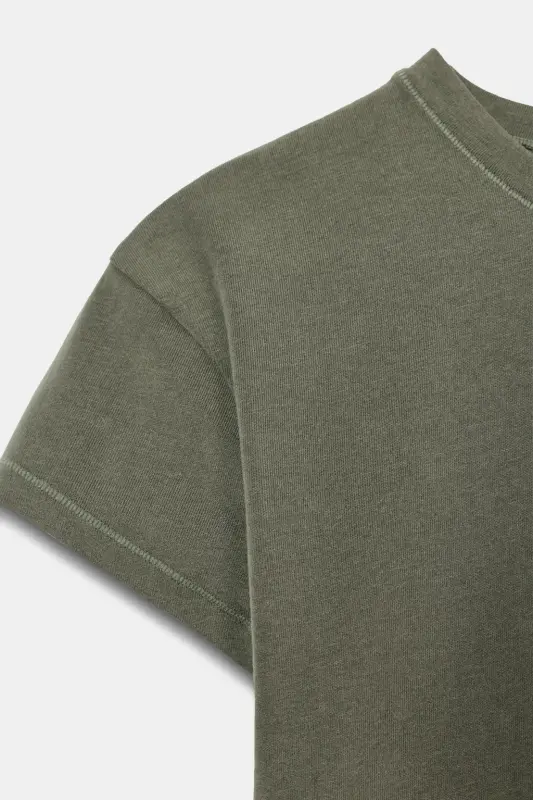 SLIM FIT KISA KOLLU T-SHIRT-Haki - 8