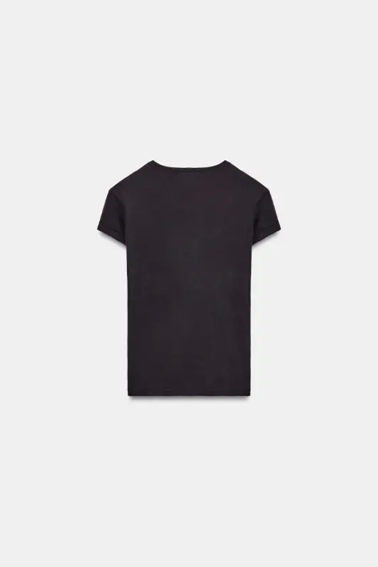 SLIM FIT KISA KOLLU T-SHIRT-Jigarrang - 7
