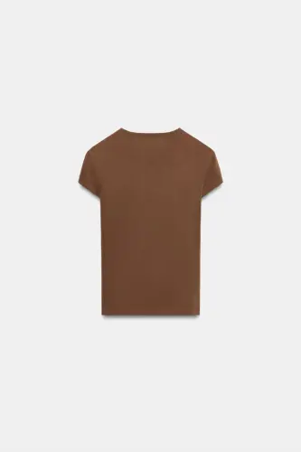SLIM FIT KISA KOLLU T-SHIRT-Kahverengi - 9
