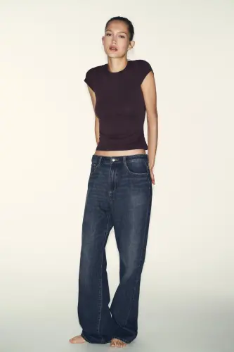 SLIM FIT KISA KOLLU T-SHIRT-Kahverengi - 1