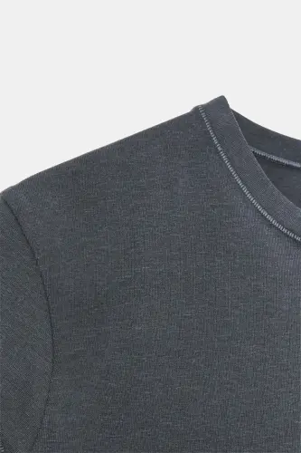 SLIM FIT KISA KOLLU T-SHIRT-Kömür grisi - 7